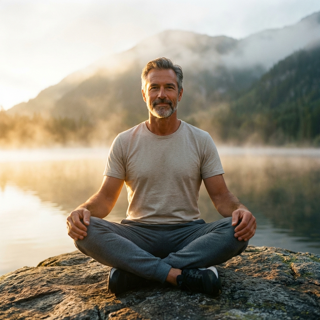 Nando meditando al amanecer